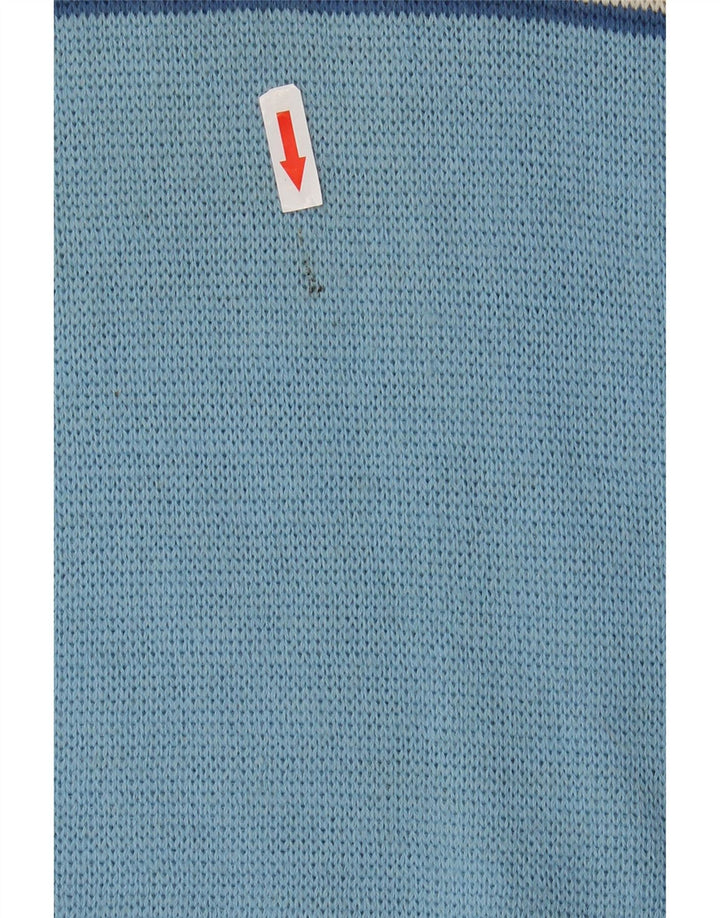 Vintage Herren-Pullover mit Rundhalsausschnitt, Größe 48, klein, blau, Farbblock