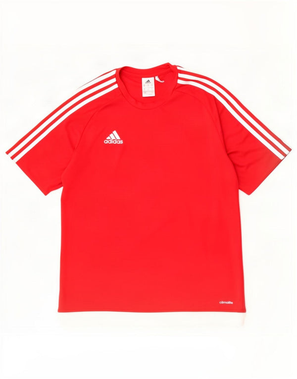 Adidas Herren Climalite T-Shirt Top Mittelrotes Colourblock-Polyester
