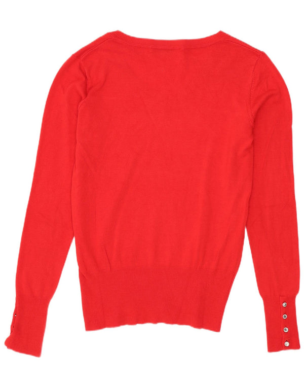Guess Damen-Pullover mit V-Ausschnitt, Gr. 4, XS, rote Viskose