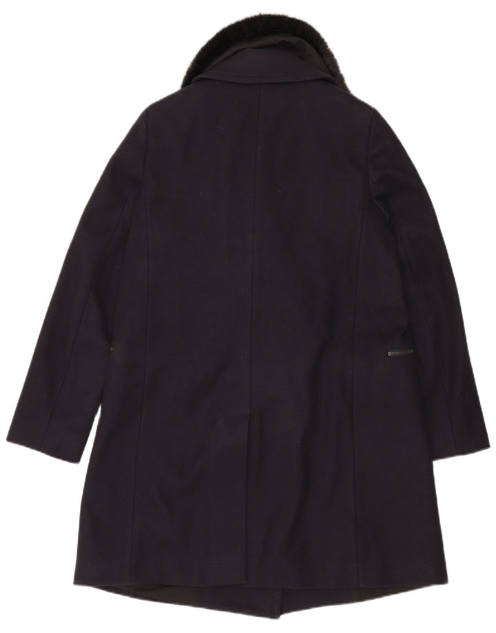 French Connection Damenmantel UK 12 Mittelmarineblaue Schurwolle