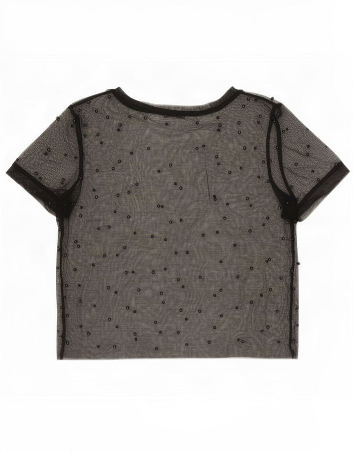 Zara Damen Crop See Through Top UK 10 Small Schwarz