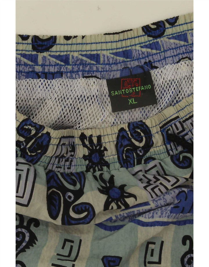 Santo Stefano Herren-Badeshorts mit abstraktem Muster, XL, Blau, Farbblock