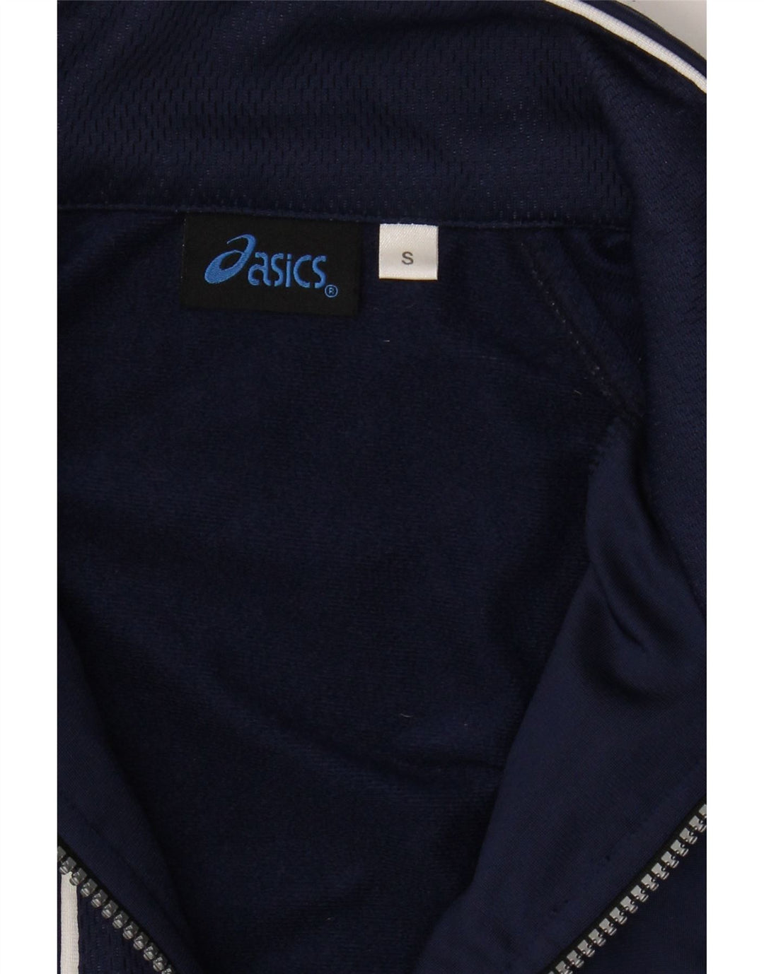 ASICS Mens Tracksuit Top Jacket Small Navy Blue Polyester Vintage Asics and Second-Hand Asics from Messina Hembry 