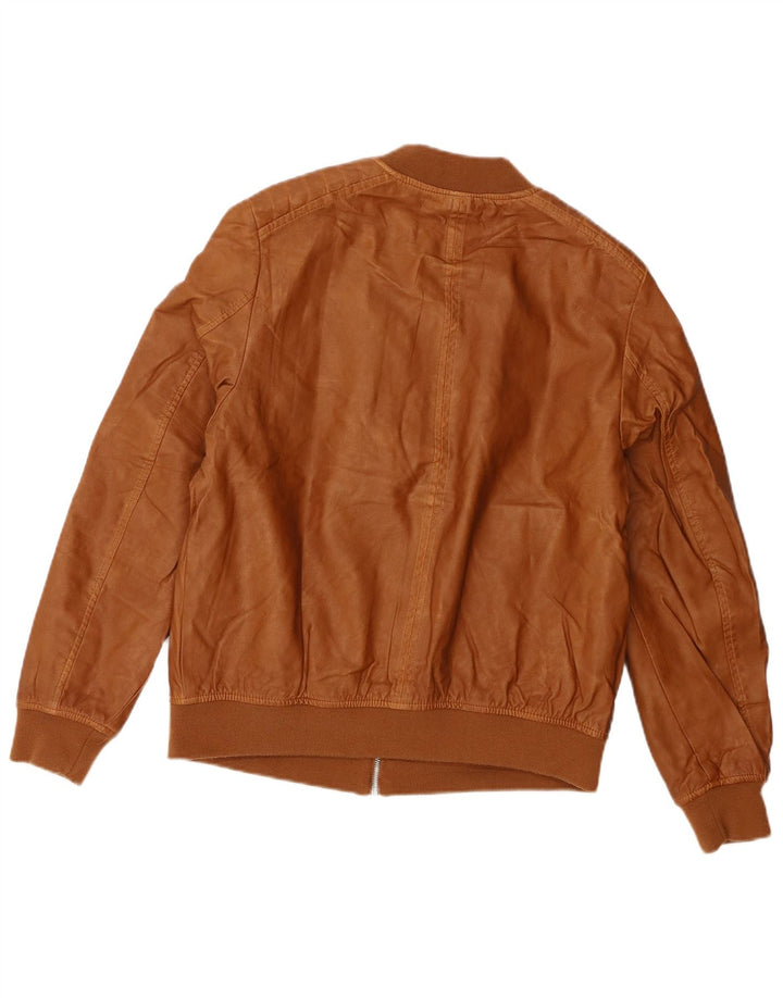 Zara Jungen-Lederjacke, 13–14 Jahre, braunes Leder