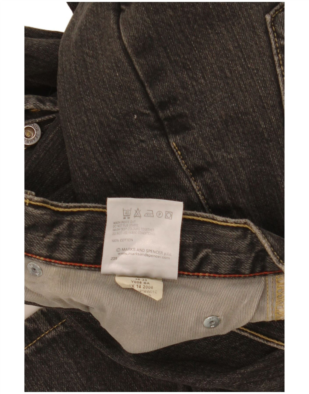 Marks & Spencer Herren Straight Jeans W36 L33 Schwarze Baumwolle