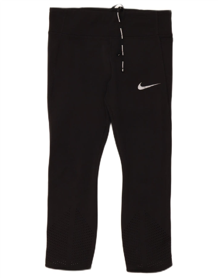 Nike Damen Dri Fit Capri Leggings UK 12 Medium Schwarz