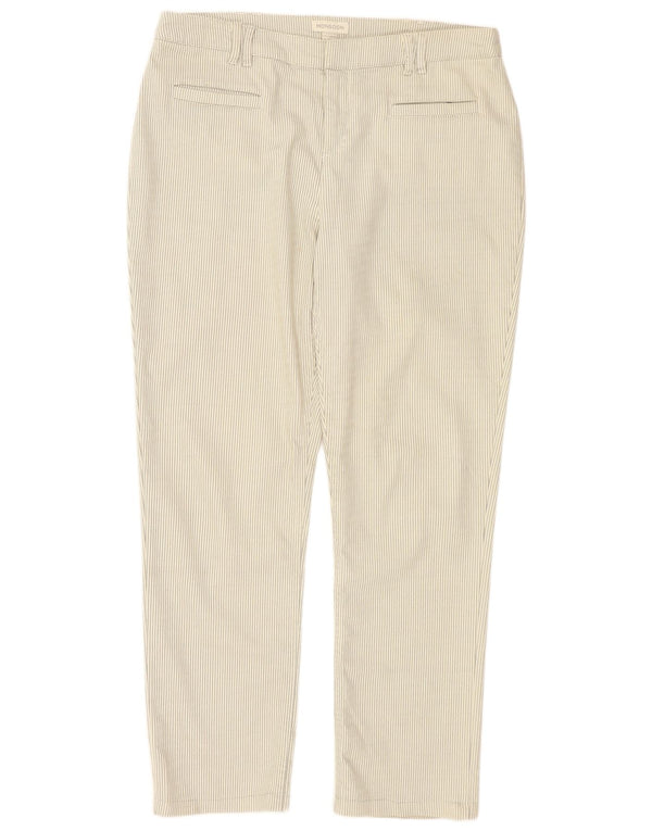 Monsoon Damen Tapered Casual Hose UK 14 Large W34 L29 Weißer Nadelstreifen