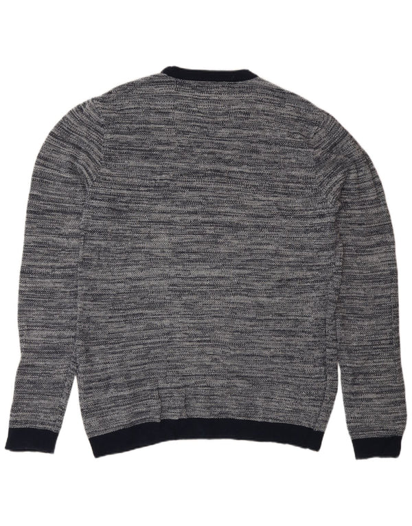 Jack & Jones Herren-Pullover mit Rundhalsausschnitt, groß, marineblau gesprenkelte Baumwolle