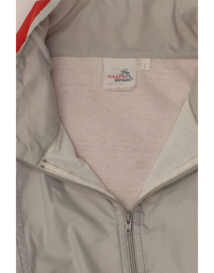 Vintage Herren Pullover Trainingsanzug Top Jacke Große graue Colourblock-Baumwolle