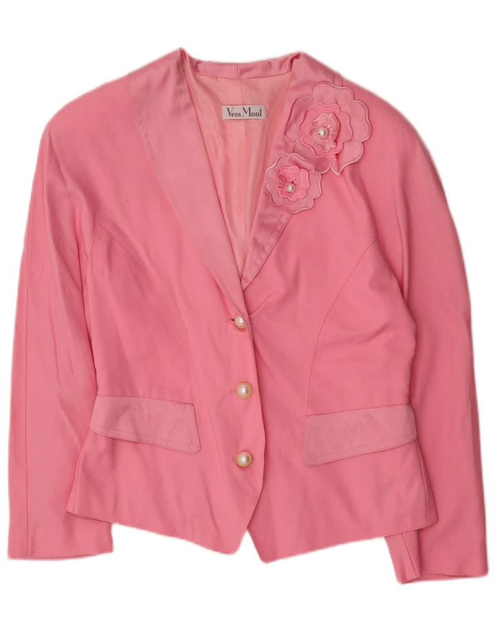 VERA MONT Damen 3-Knopf-Blazerjacke UK 14 Mittelrosa Blumenmuster