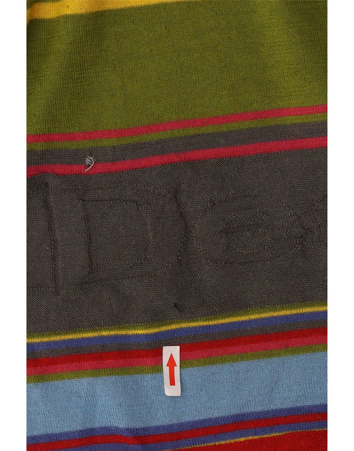Desigual Herren-Pullover mit grafischem Rundhalsausschnitt, mittelgroß, mehrfarbig gestreift
