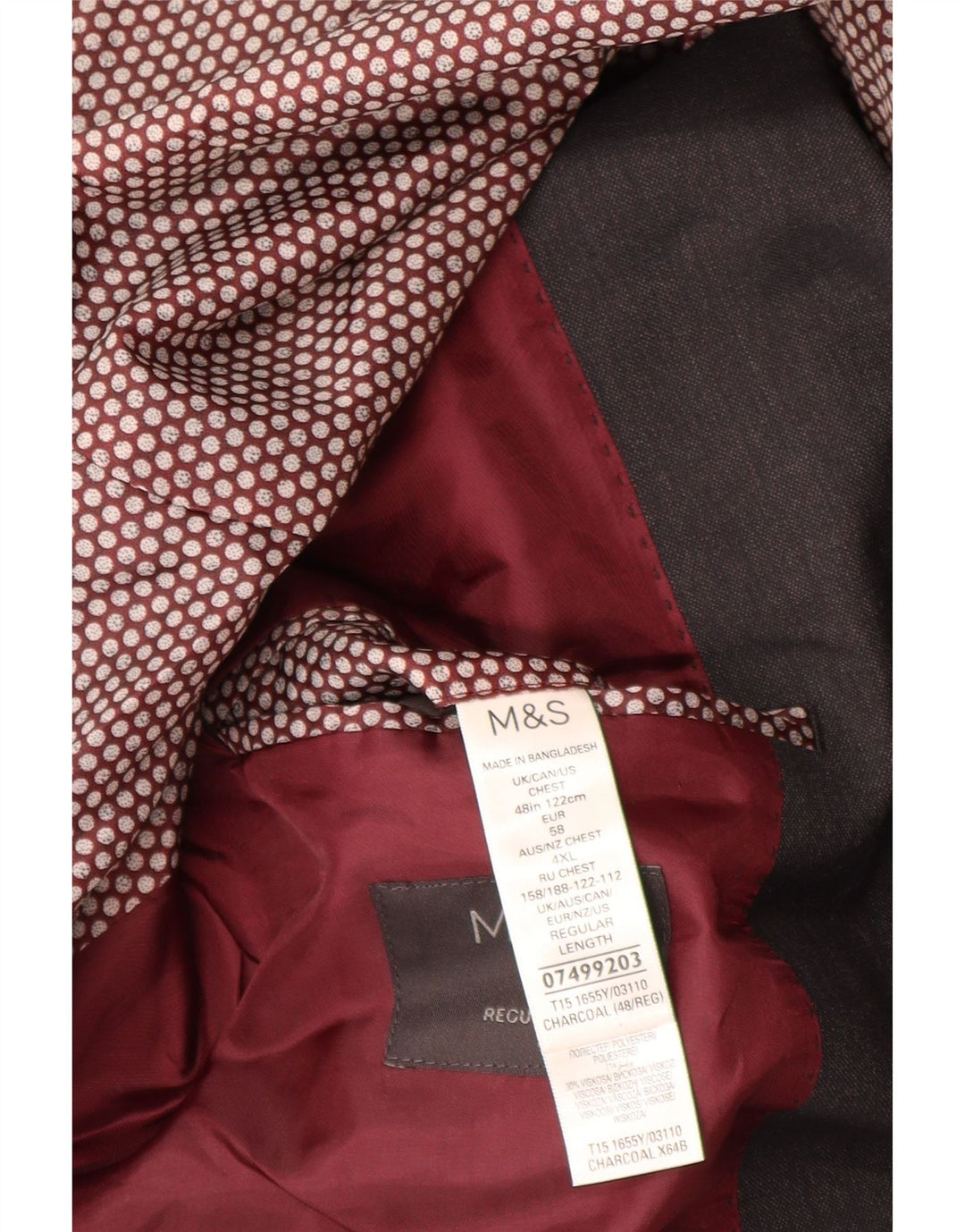 Marks & Spencer Herren-Blazer mit 2 Knöpfen, reguläre Passform, UK 48 4XL, Grau