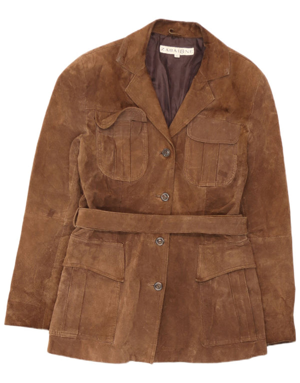 Zabaione Damen Wildlederjacke UK 14 Großes braunes Leder