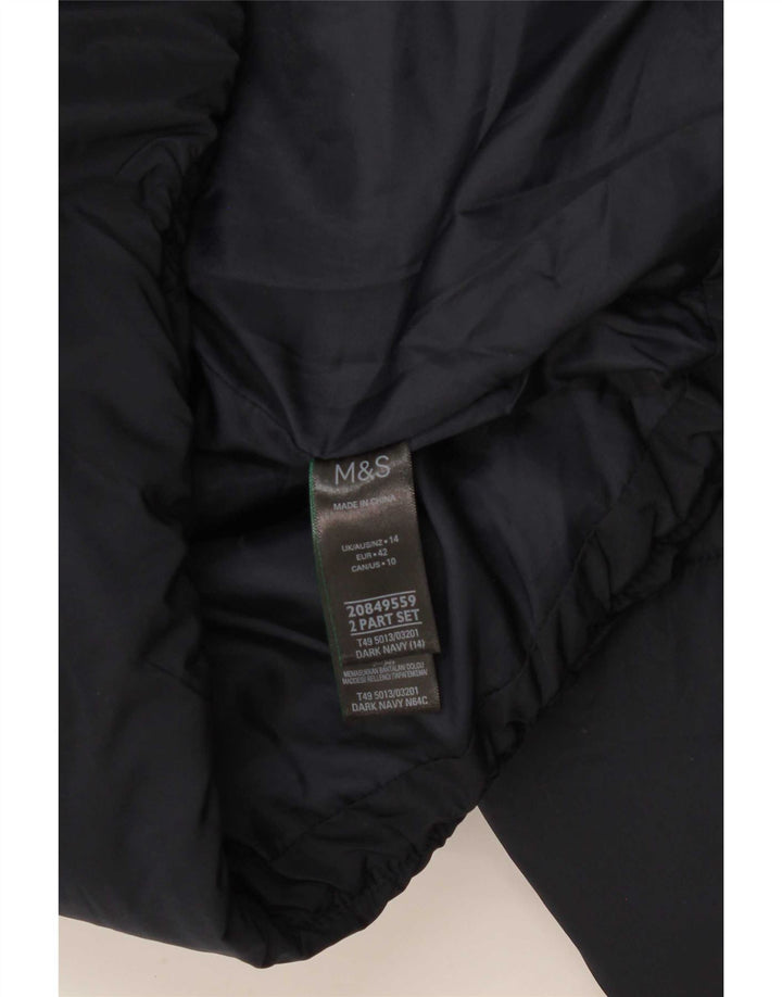 Marks & Spencer Wattierte Damenjacke mit Kapuze, UK 14, Größe L, Marineblau, Polyester