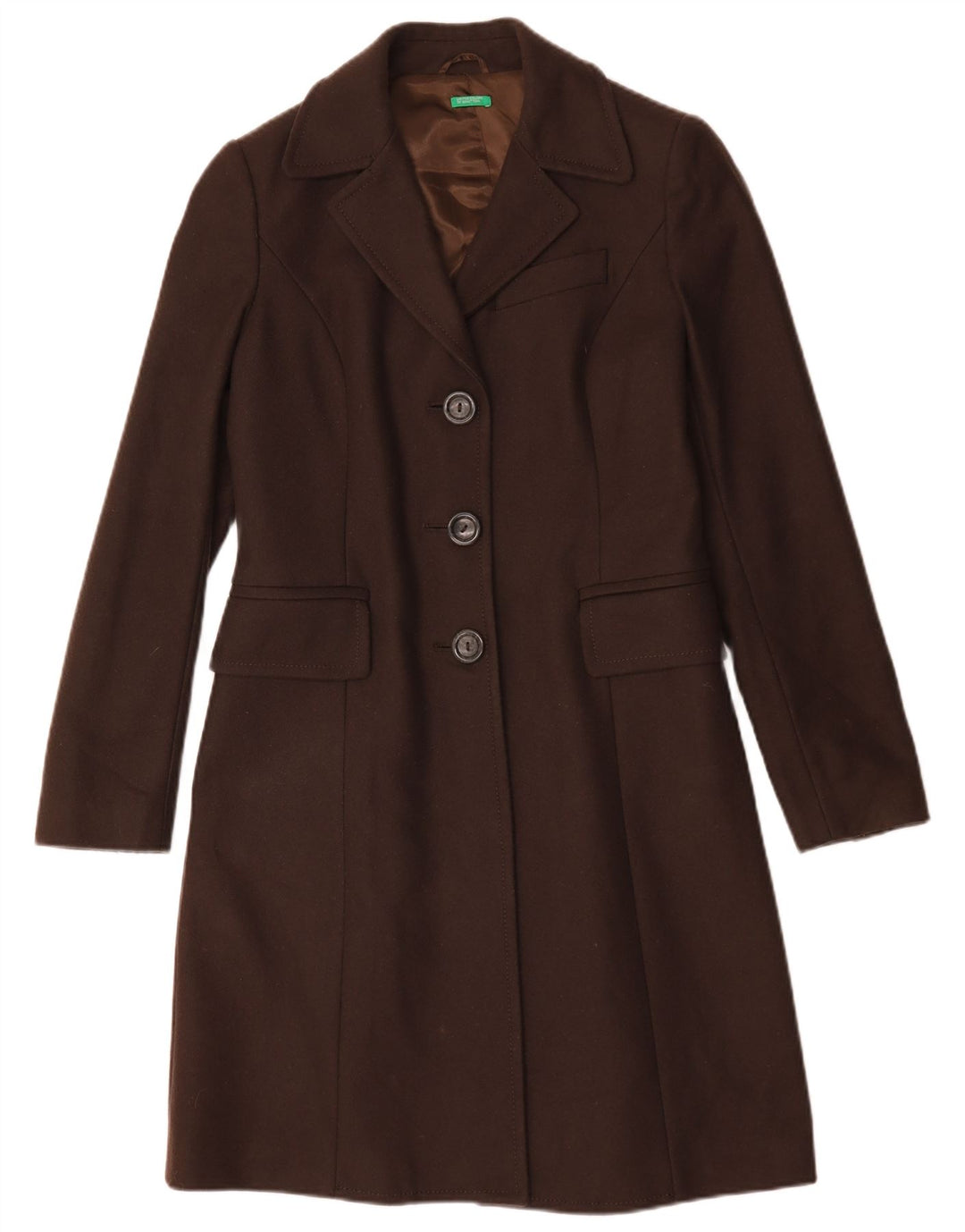Benetton Damen Mantel IT 44 Mittelbraune Wolle