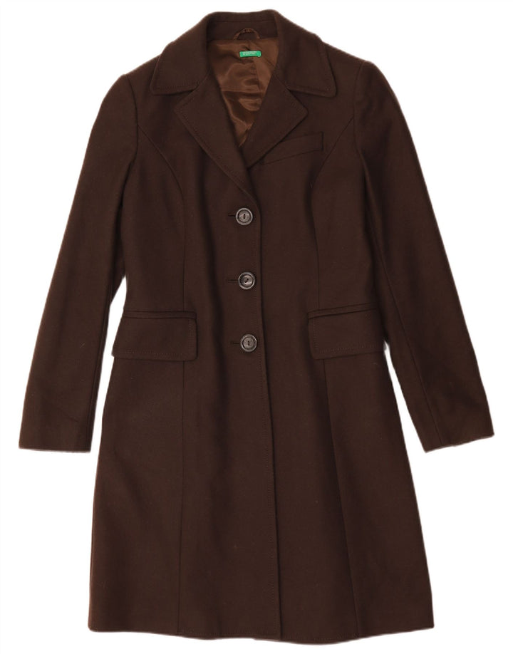 Benetton Damen Mantel IT 44 Mittelbraune Wolle