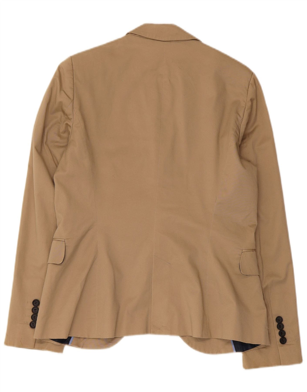 Zara Damen 1-Knopf-Blazerjacke UK 14 Große beige Baumwolle