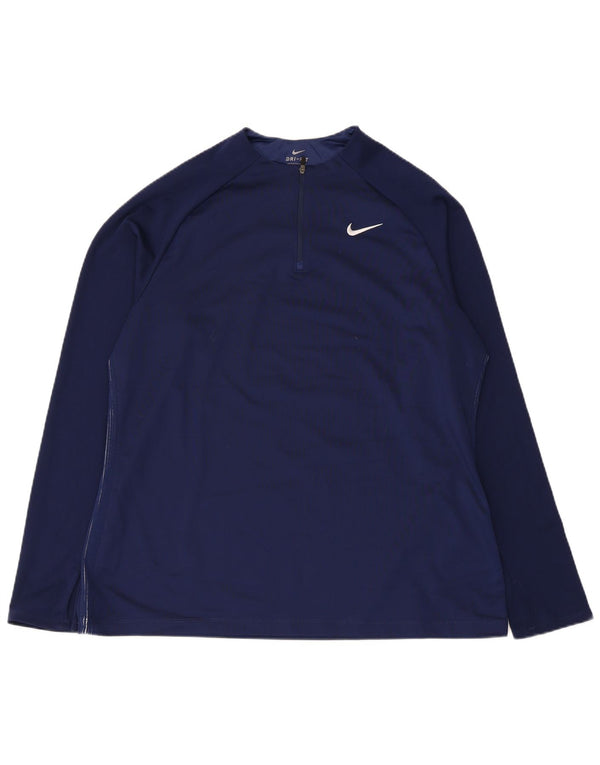 Nike Herren Dri Fit Pullover-Trainingsanzugoberteil mit Reißverschluss, XL, marineblaues Polyester