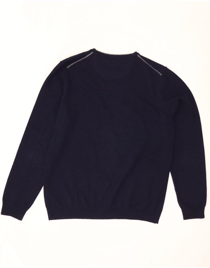 MASSIMO DUTTI Herren-Pullover mit Rundhalsausschnitt, große marineblaue Wolle