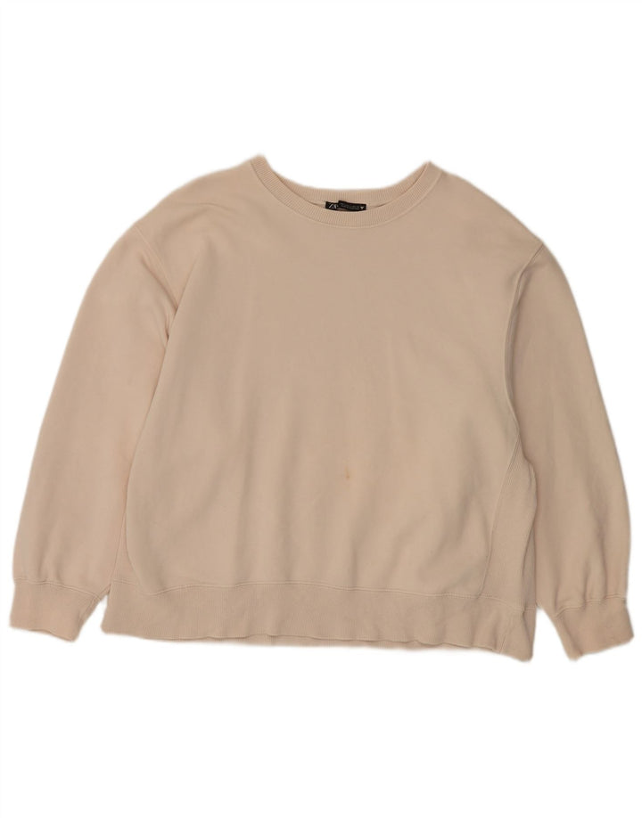 Zara Damen-Sweatshirt in Übergröße, Größe 40, Beige, Baumwolle