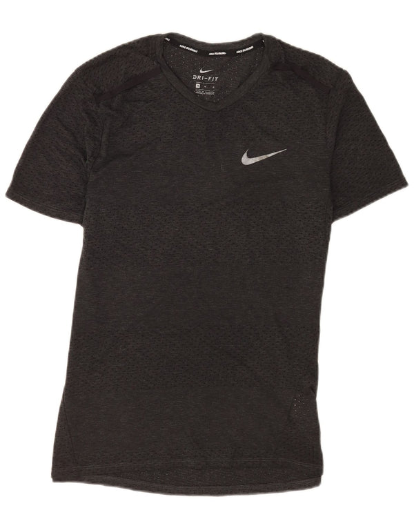 Nike Herren Dri Fit T-Shirt-Oberteil aus mittelgrauem Polyester