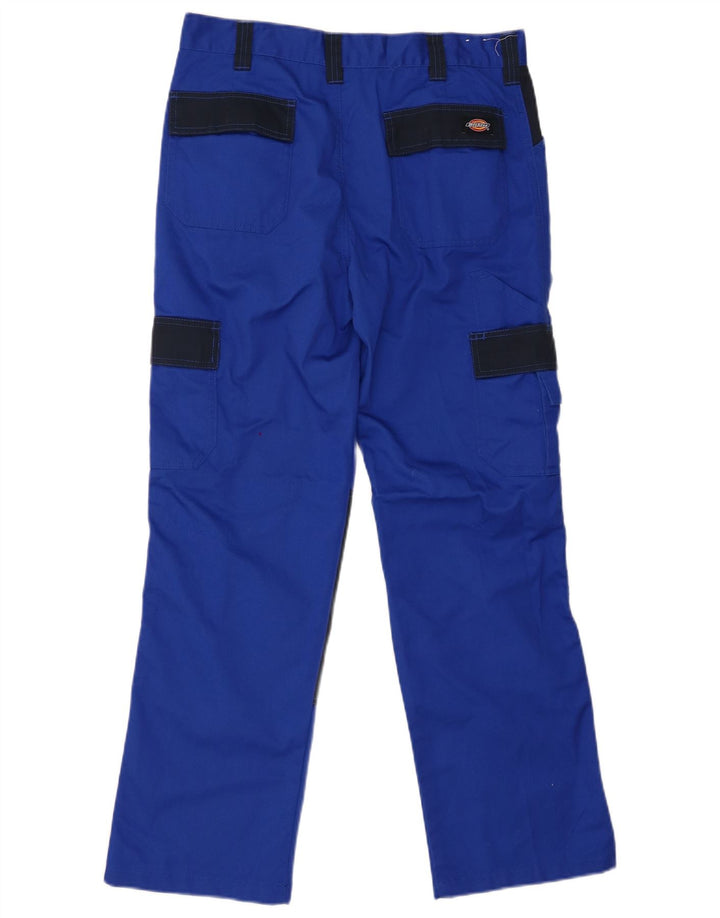 DICKIES Mens Straight Cargo Trousers W32 L30 Blue Colourblock Polyester