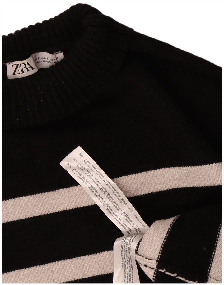 Zara Damen-Pullover mit Rollkragen, übergroß, Gr. 10, Größe S, Schwarz, gestreift
