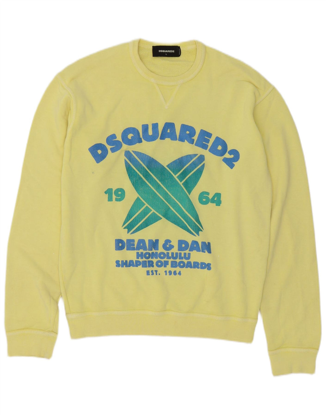 Dsquared2 Herren-Sweatshirt mit Grafik, groß, aus Baumwolle, Gelb