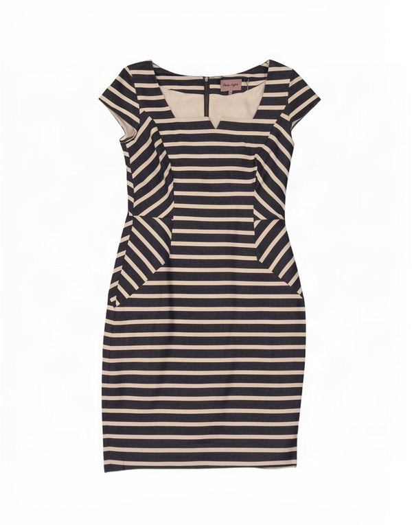 Phase Eight Womens Sheath Dress UK 10 Small Navy Blue Striped Cotton