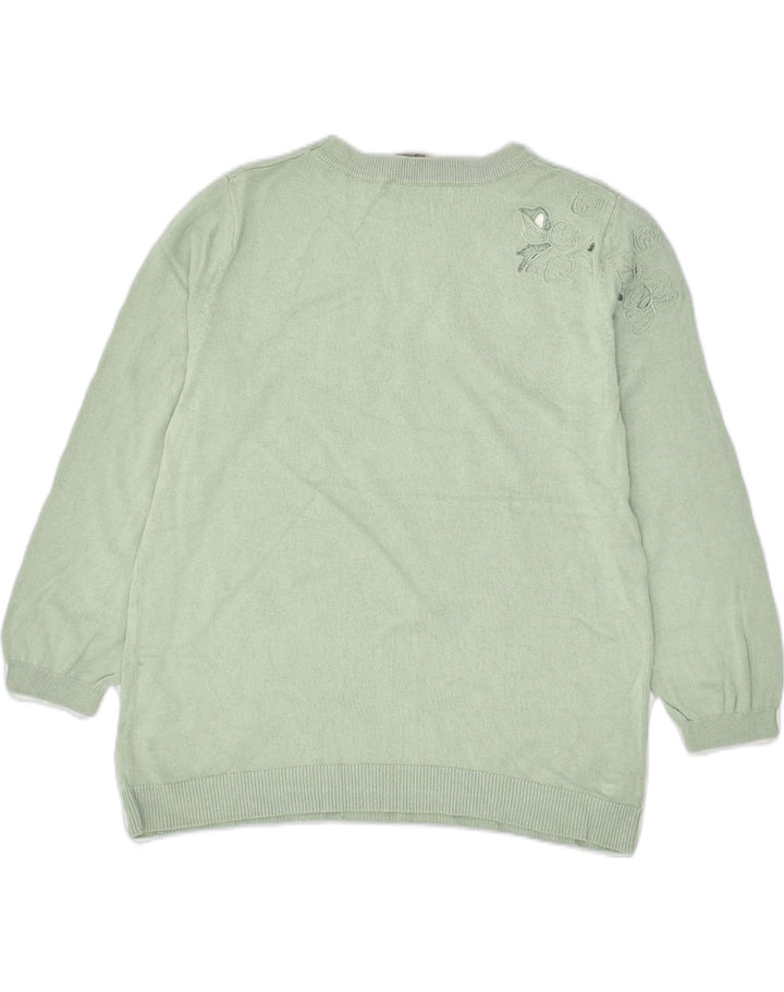 OASIS Womens 3/4 Sleeve Crew Neck Jumper Sweater UK 12 Medium Green Cotton | Vintage Oasis | Thrift | Second-Hand Oasis | Used Clothing | Messina Hembry 
