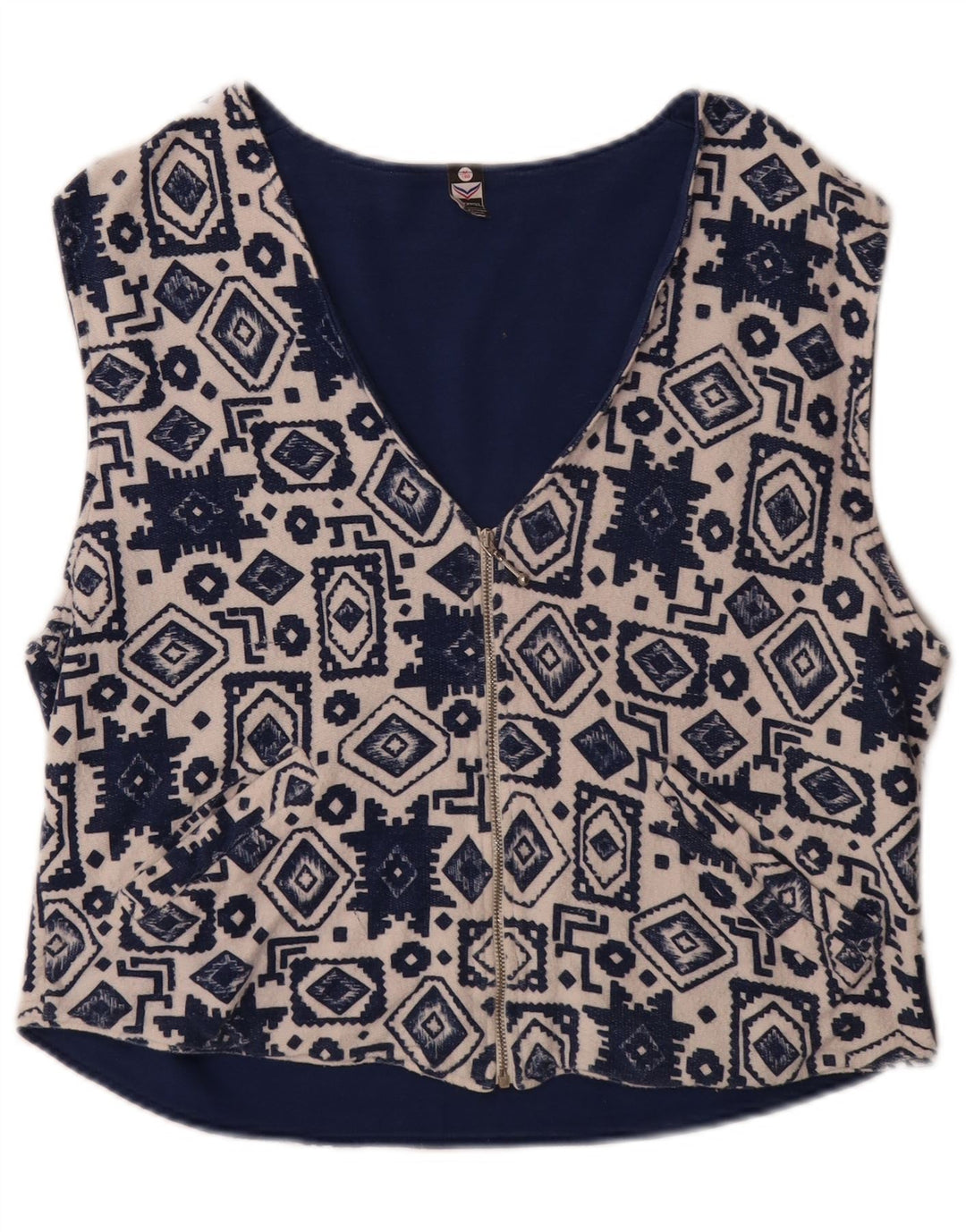 Trigema Damen Weste UK 14 Medium Navy Blue Geometrisch Baumwolle