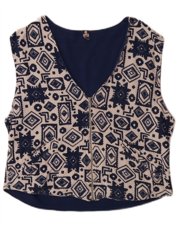 Trigema Damen Weste UK 14 Medium Navy Blue Geometrisch Baumwolle