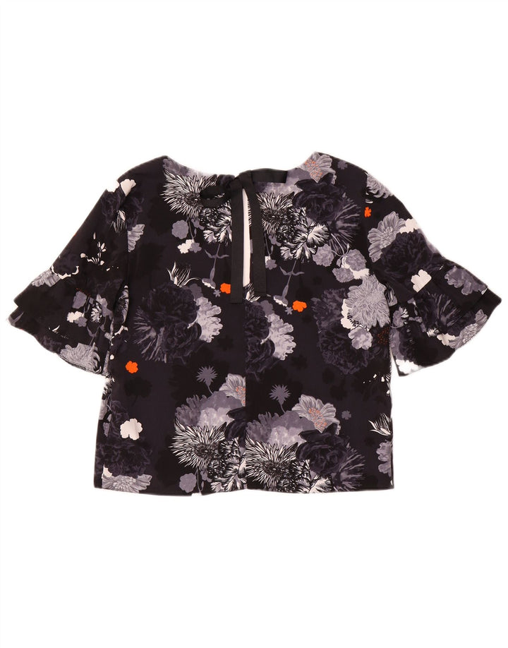 Topshop Damen-Blusenoberteil in Übergröße, Gr. 6, XS, Schwarz, Blumenmuster, Polyester