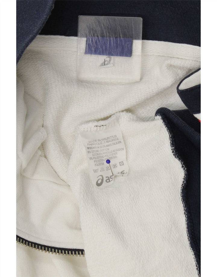 Asics Herren-Trainingsanzug-Top-Jacke, groß, weiße Farbblock-Baumwolle