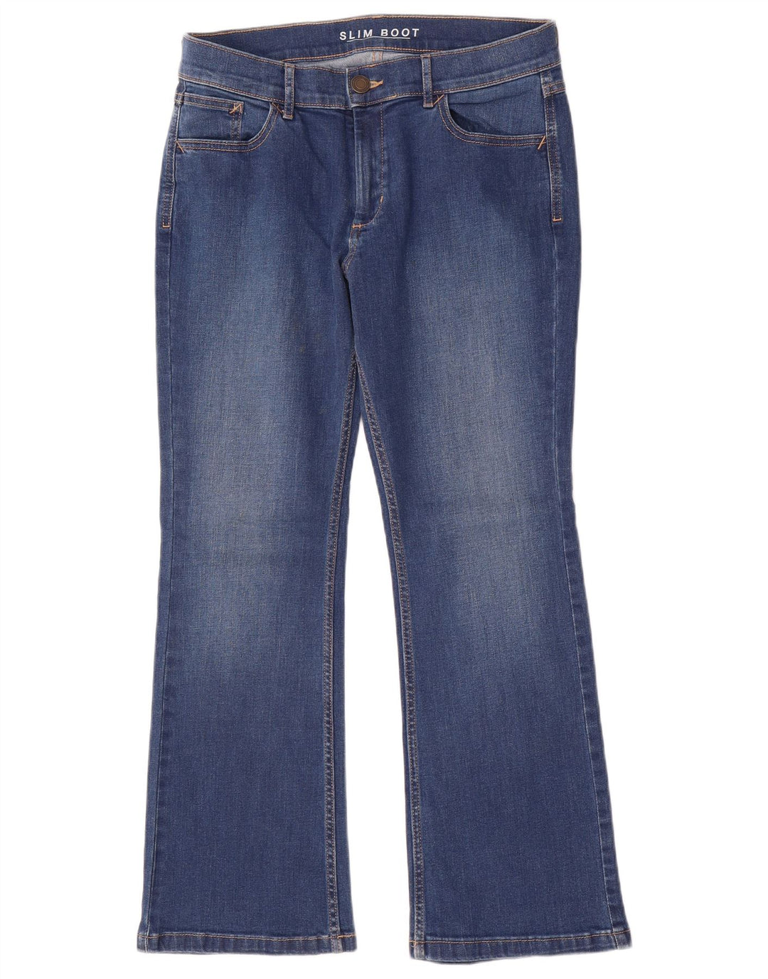 Marks & Spencer Damen Slim Bootcut Jeans UK 12 Medium W30 L28 Blaue Baumwolle