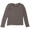 Levi's Damen Top Langarm UK 14 Mittelgraue Nadelstreifen-Baumwolle