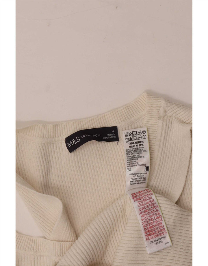 Marks & Spencer Damen Crop Vest Tank Top UK 12 Mittelweiße Viskose
