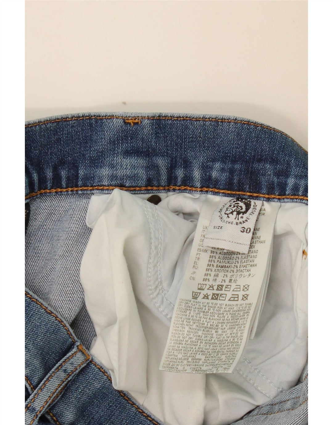 DIESEL Damen Straight Jeans W30 L27 Blaue Baumwolle