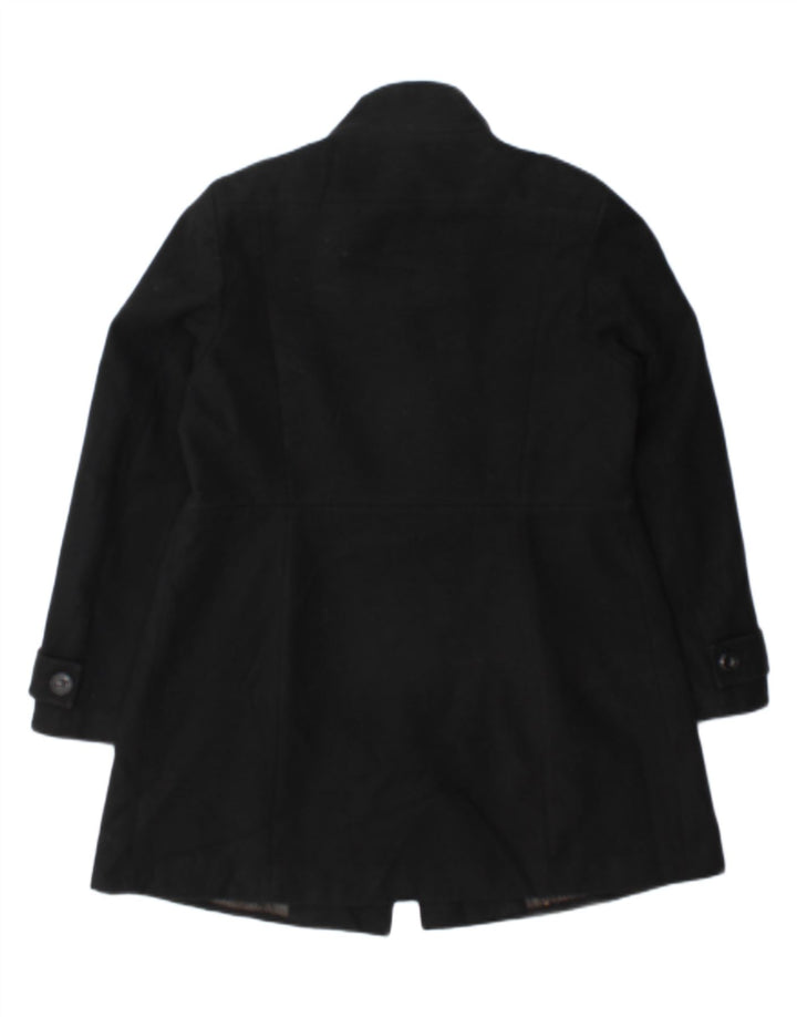 Marks & Spencer Zweireihiger Damenmantel UK 14 Mittelschwarzes Polyester