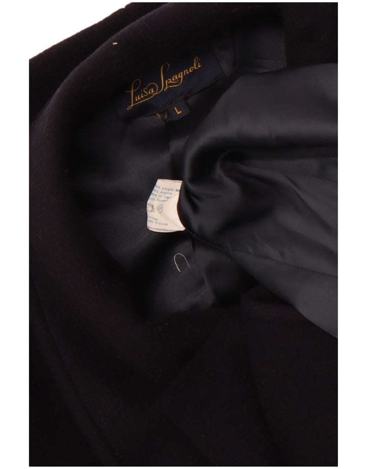 LUISA SPAGNOLI Damen Übergroßer Mantel UK 16 Große marineblaue Schurwolle