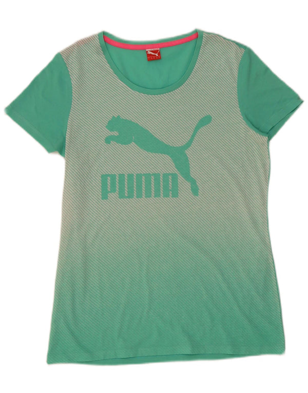Puma Damen Grafik T-Shirt Top UK 14 Large Grün