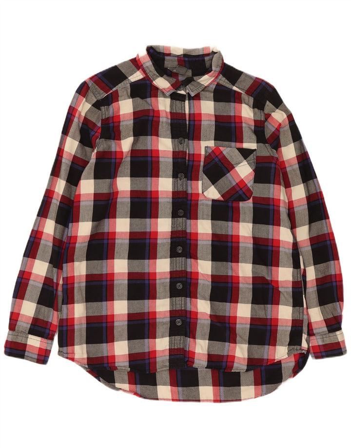 EDDIE BAUER Damen Flanellhemd UK 14 Medium Mehrfarbig karierte Baumwolle