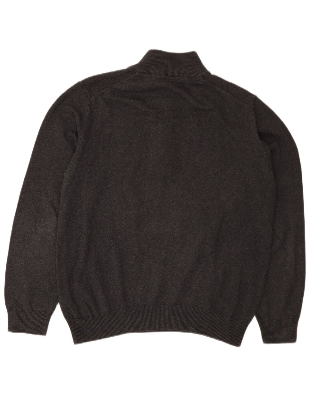Crew Clothing Herren-Pullover mit Reißverschluss am Hals, Größe L, aus grauer Baumwolle