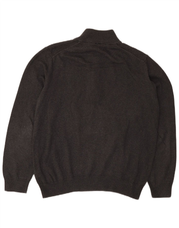 Crew Clothing Herren-Pullover mit Reißverschluss am Hals, Größe L, aus grauer Baumwolle
