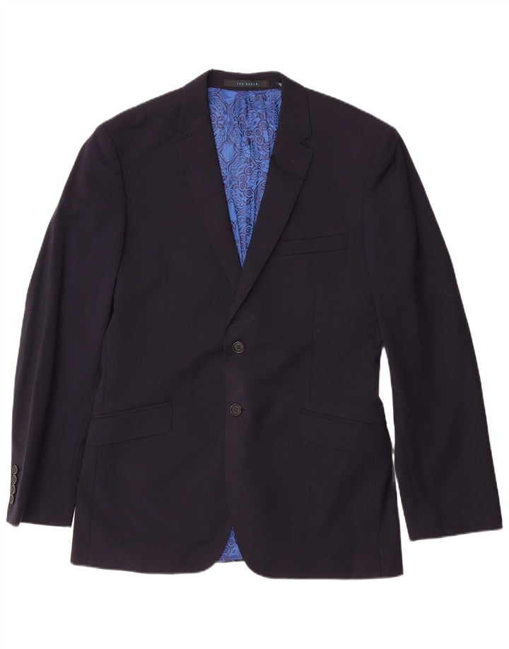 Ted Baker Herren-Blazer mit 2 Knöpfen, US 40, große marineblaue Wolle