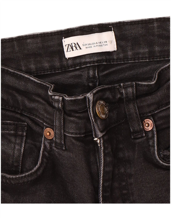 Zara Damen Crop Bootcut Jeans EU 38 Small W28 L25 Schwarz