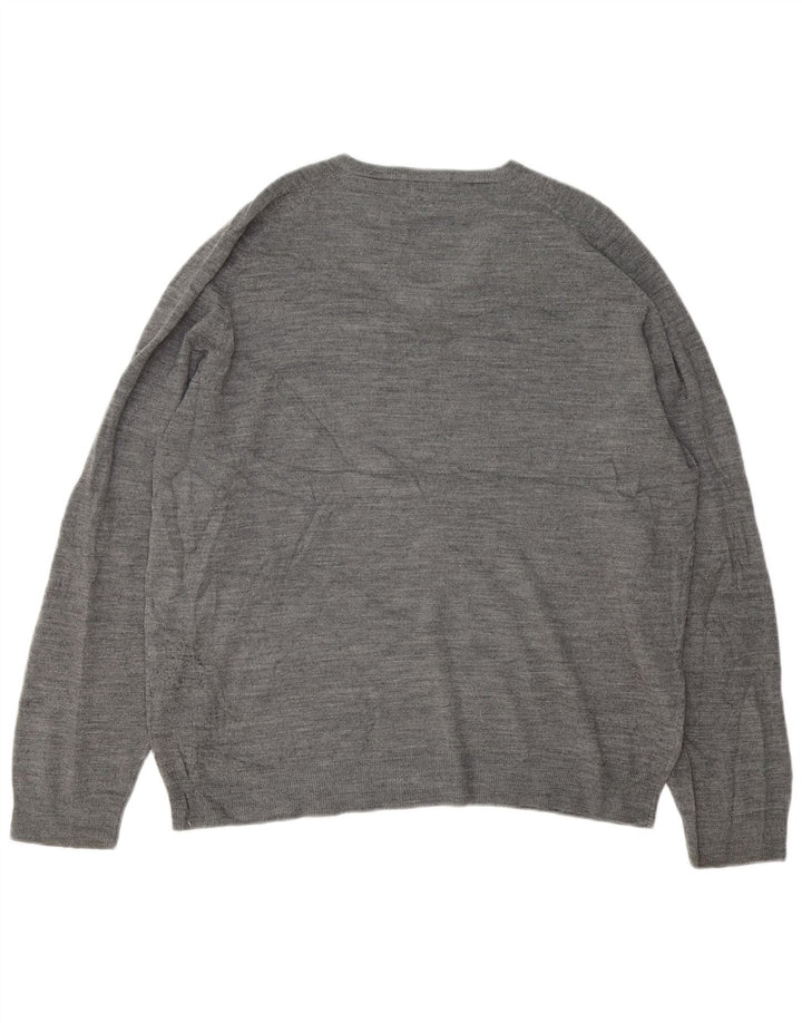 Marks & Spencer Herren Blue Harbor V-Ausschnitt Pullover Pullover XL Grau meliert