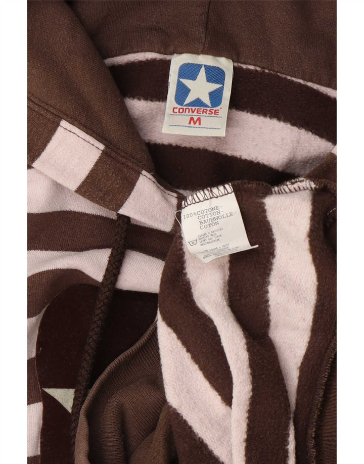 Converse Damen Grafik-Sweatshirt-Pullover UK 12 Mittelbraun gestreift aus Baumwolle