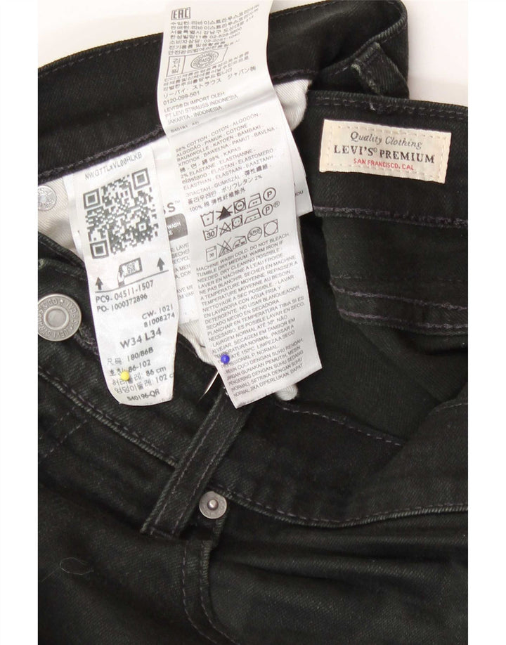 Levi's Herren Slim Jeans W34 L34 Schwarze Baumwolle