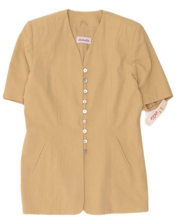 Vintage Damen Kurzärmelige 9-Knopf-Blazerjacke EU 38 Mittelbeige